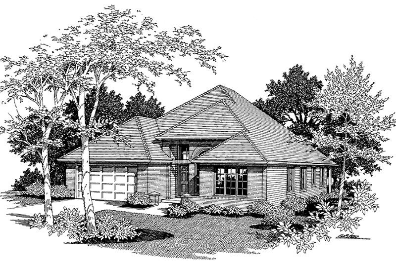 Home Plan - Exterior - Front Elevation 3 for Mediterranean House Plan #48-716 - 3 bed, 2.5 bath