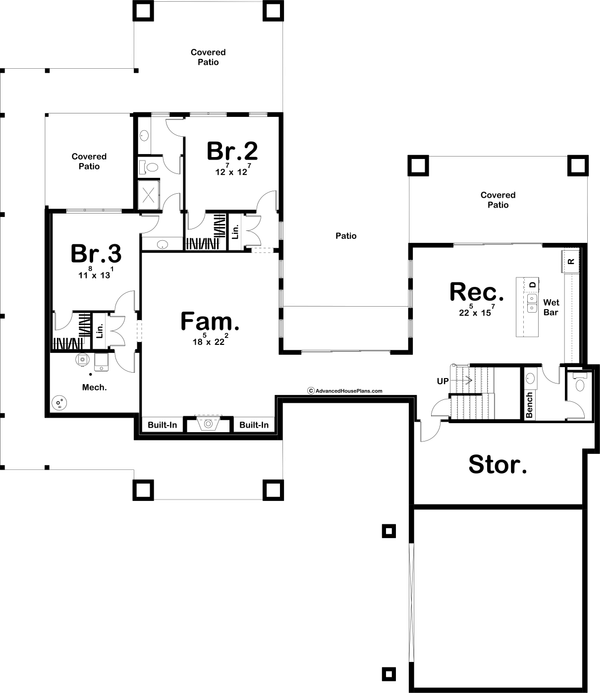 Home Plan - Floor Plan - Lower Floor for Beach House Plan #455-314 - 1 bed, 1.5 bath