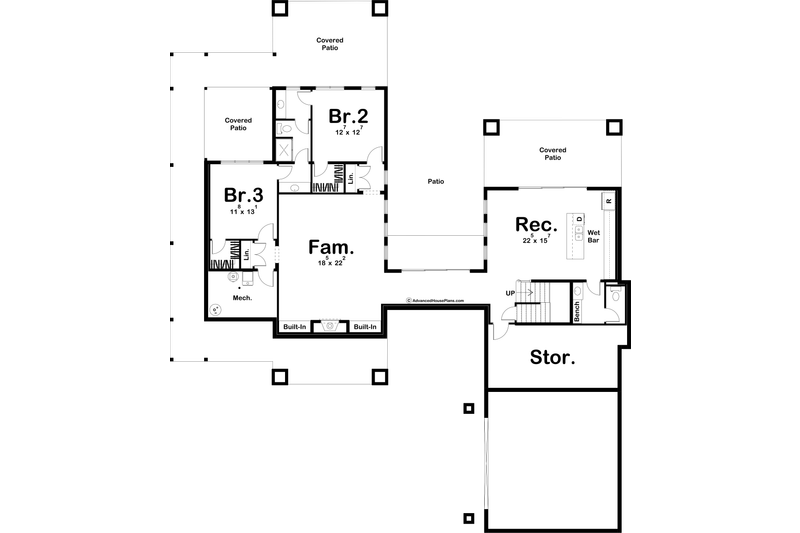 House Design - Floor Plan - Lower Floor for Beach House Plan #455-314 - 1 bed, 1.5 bath