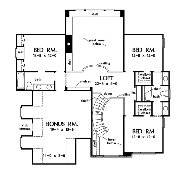 Dream House Plan - Craftsman Floor Plan - Upper Floor Plan #929-832