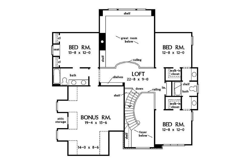 Home Plan - Floor Plan - Upper Floor for Craftsman House Plan #929-832 - 4 bed, 3.5 bath