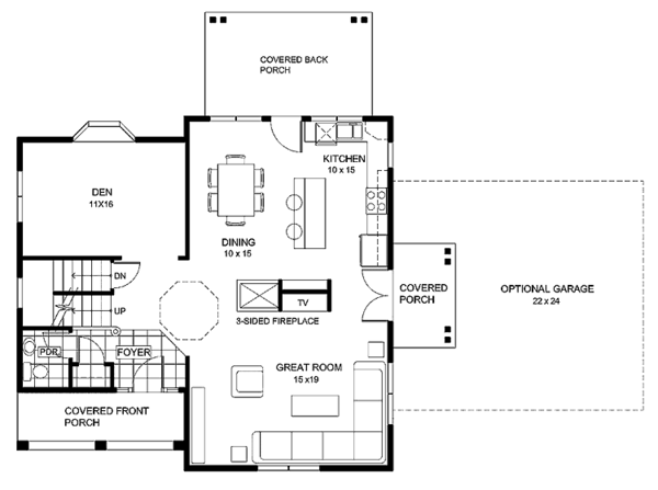 House Plan Design - Mediterranean Floor Plan - Main Floor Plan #1042-2
