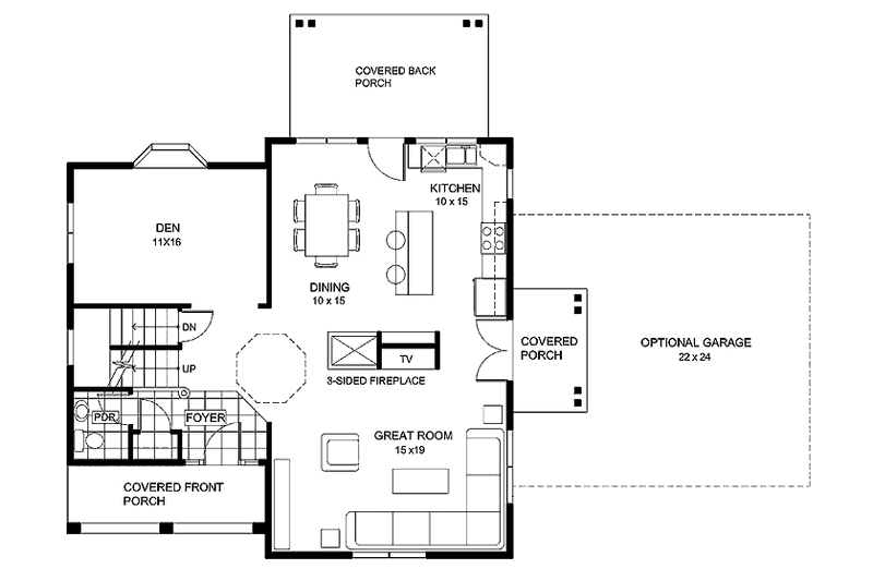 Dream House Plan - Floor Plan - Main Floor for Mediterranean House Plan #1042-2 - 3 bed, 2.5 bath