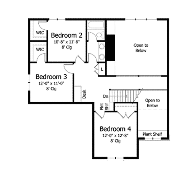 Architectural House Design - Colonial Floor Plan - Upper Floor Plan #51-1039