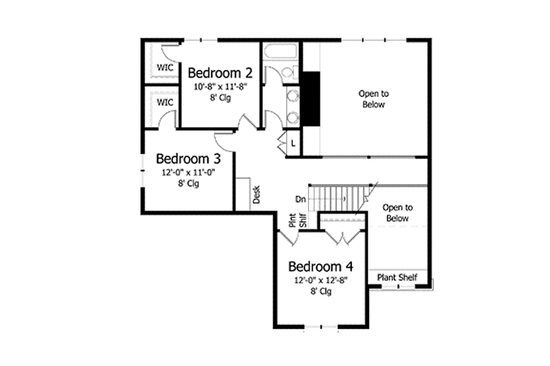 Home Plan - Floor Plan - Upper Floor for Colonial House Plan #51-1039 - 4 bed, 2.5 bath