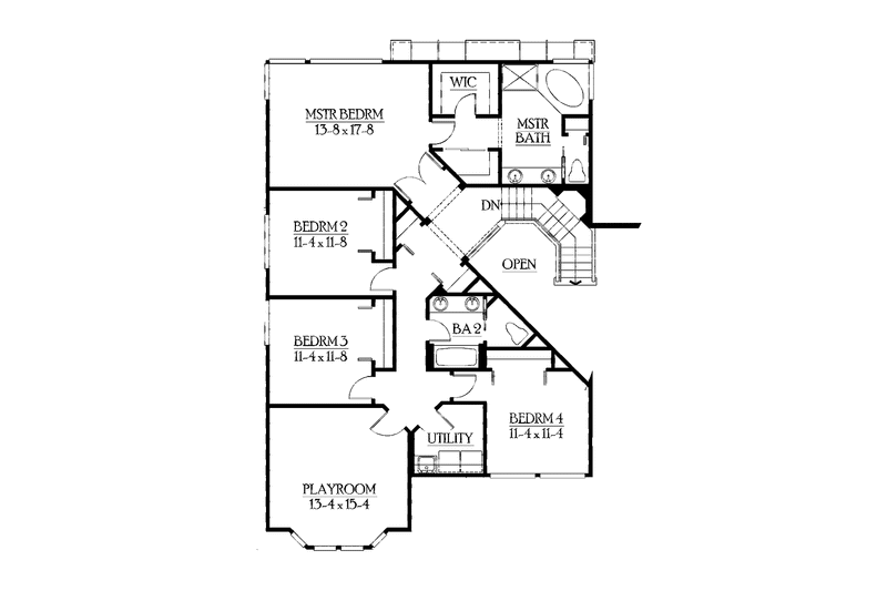 House Blueprint - Floor Plan - Upper Floor for Craftsman House Plan #132-409 - 6 bed, 3.5 bath
