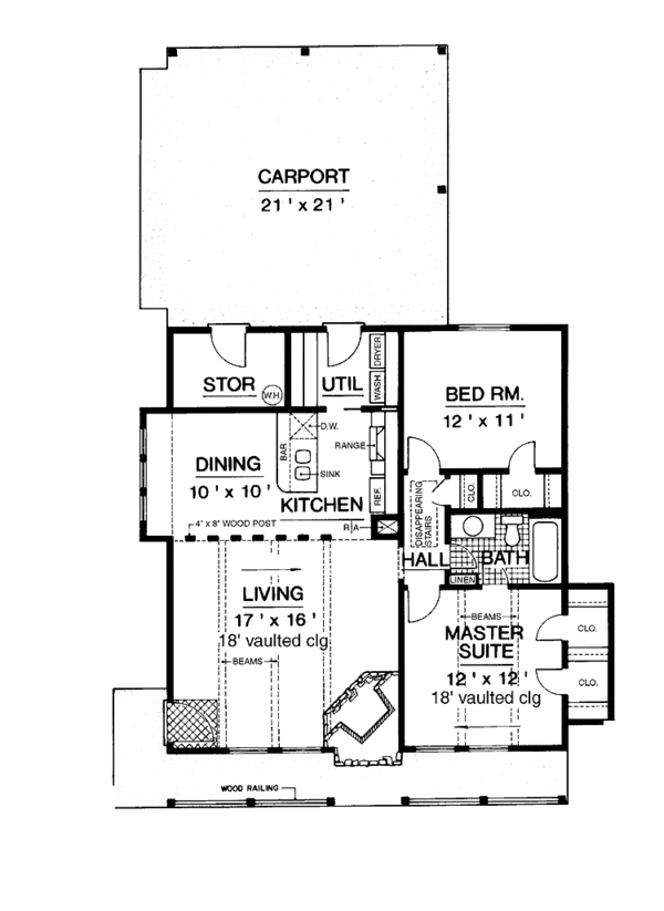 Architectural House Design - Cabin Floor Plan - Main Floor Plan #45-438