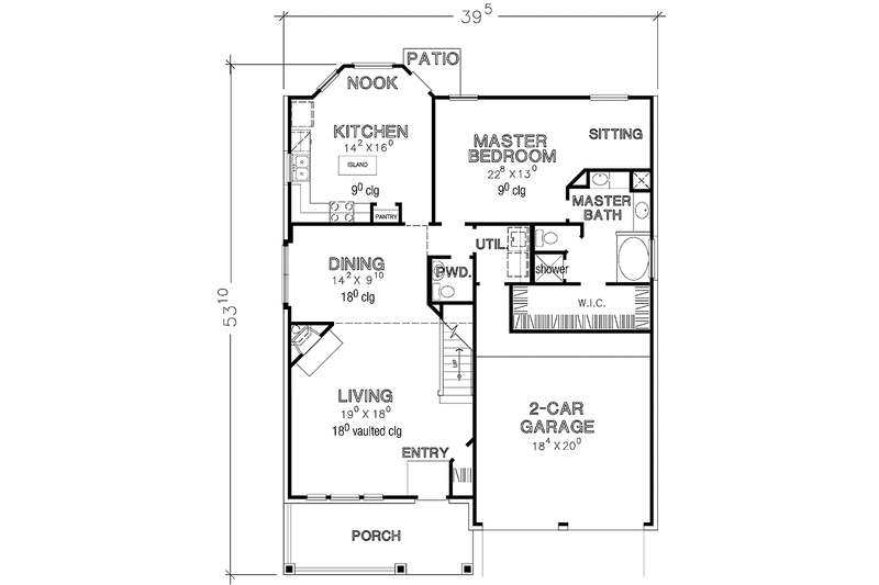 Home Plan - Floor Plan - Main Floor for Country House Plan #472-390 - 4 bed, 2.5 bath