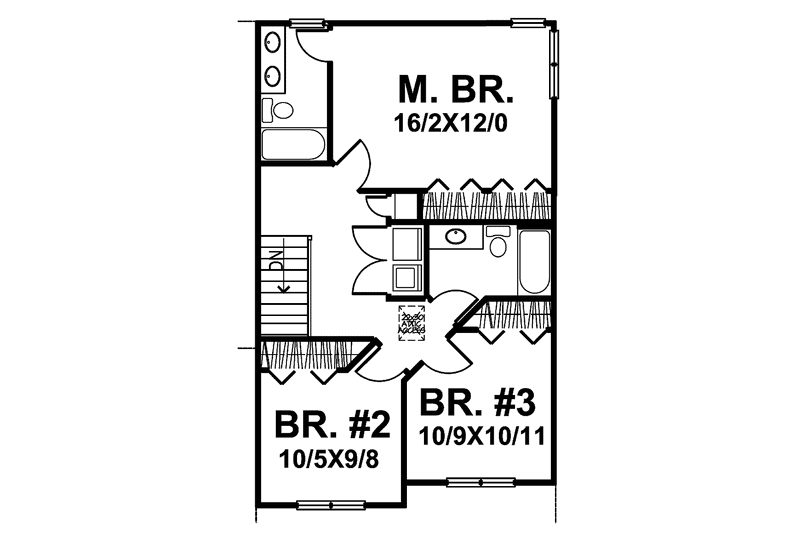 Architectural House Design - Floor Plan - Upper Floor for Country House Plan #320-840 - 3 bed, 2 bath