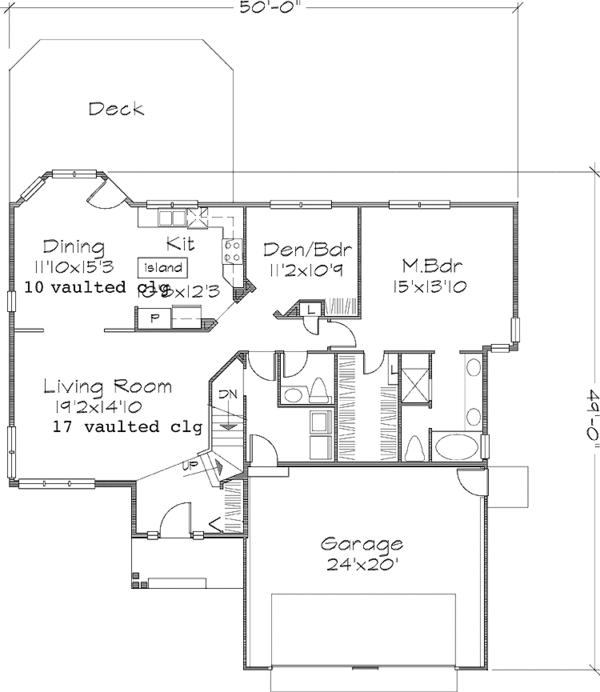 House Plan Design - Mediterranean Floor Plan - Main Floor Plan #320-1055