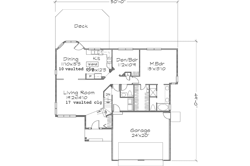 Home Plan - Floor Plan - Main Floor for Mediterranean House Plan #320-1055 - 3 bed, 2.5 bath