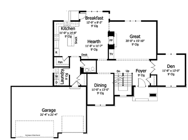 House Plan Design - Colonial Floor Plan - Main Floor Plan #51-1005