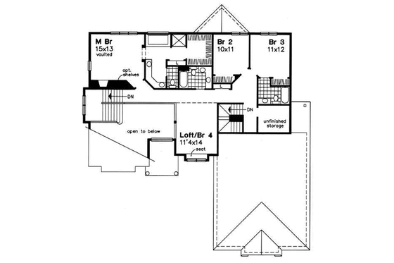 Floor Plan - Upper Floor for Traditional House Plan #50-180 - 4 bed, 4 bath