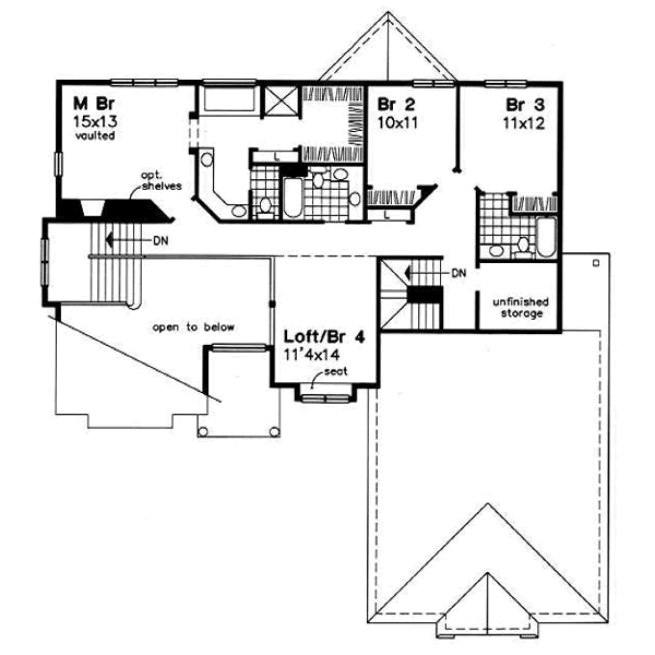 Traditional Floor Plan - Upper Floor Plan #50-180