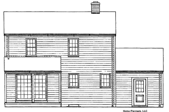 Exterior - Rear Elevation for Country House Plan #72-514 - 4 bed, 1.5 bath