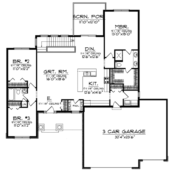 Home Plan - Country Floor Plan - Main Floor Plan #70-1404