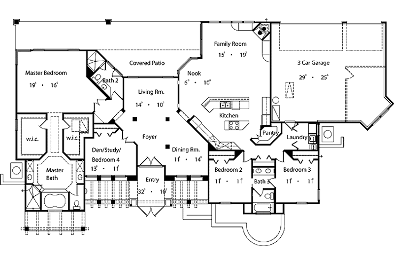 Dream House Plan - Floor Plan - Main Floor for Mediterranean House Plan #417-567 - 3 bed, 3 bath