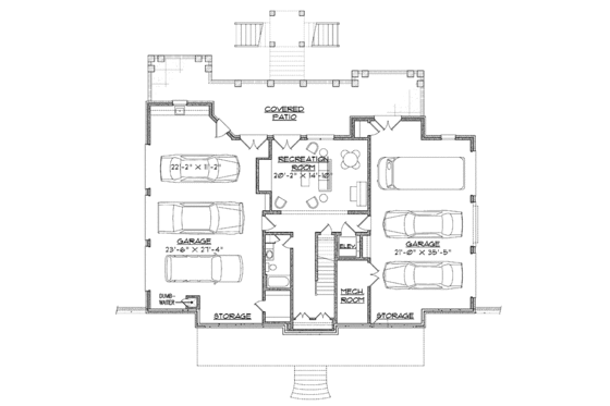 Floor Plan - Lower Floor for Traditional House Plan #1054-9 - 4 bed, 5.5 bath