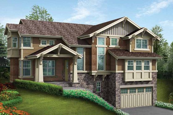 Exterior - Front Elevation 3 for Craftsman House Plan #132-467 - 4 bed, 4 bath