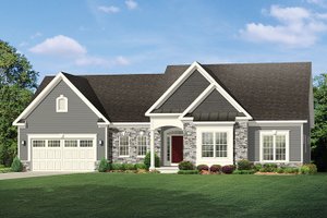 Exterior - Front Elevation 4 for Ranch House Plan #1010-145 - 3 bed, 2.5 bath