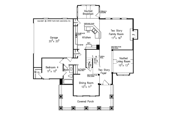 Floor Plan - Main Floor for Craftsman House Plan #927-188 - 4 bed, 3 bath