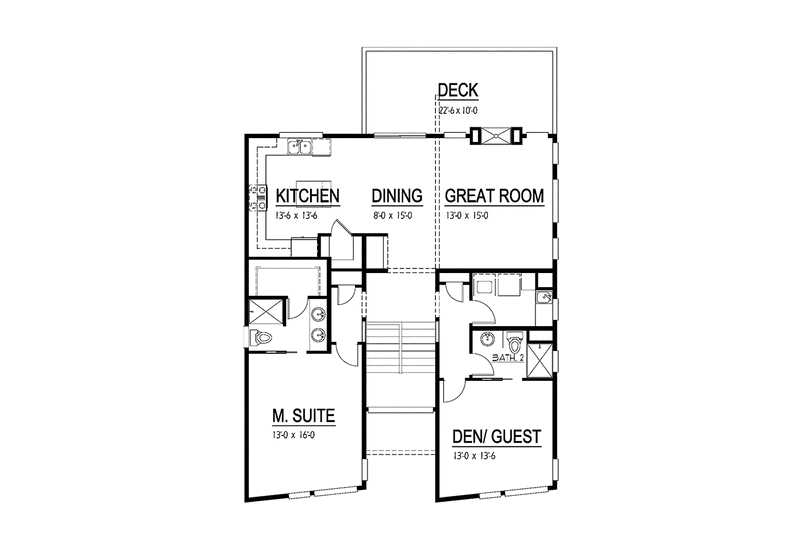 Home Plan - Floor Plan - Main Floor for Contemporary House Plan #569-16 - 3 bed, 3 bath