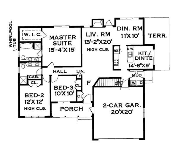 Home Plan - Country Floor Plan - Main Floor Plan #3-241