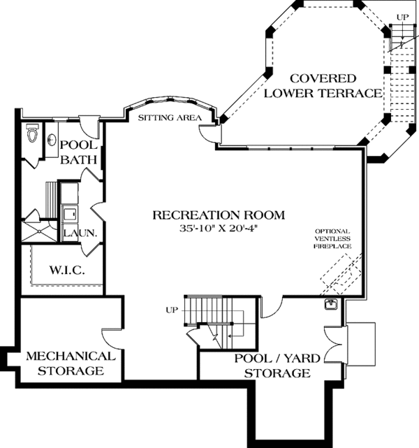 Architectural House Design - Craftsman Floor Plan - Lower Floor Plan #453-572