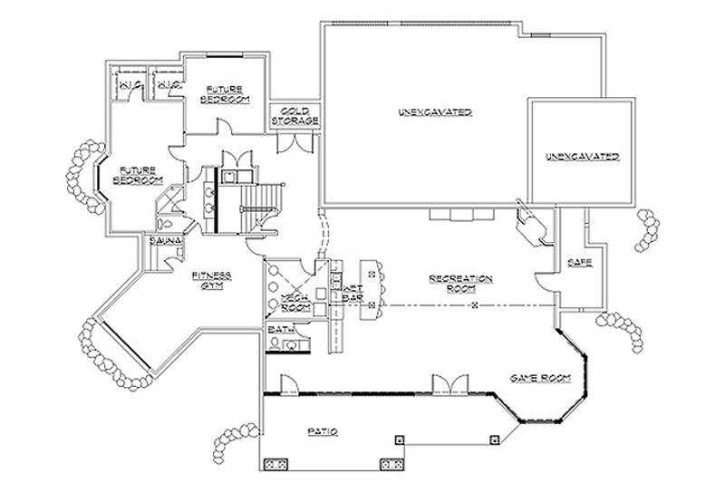 House Design - Floor Plan - Lower Floor for Traditional House Plan #5-335 - 4 bed, 4.5 bath
