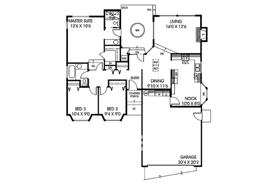 Floor Plan - Main Floor for Country House Plan #60-976 - 3 bed, 2 bath