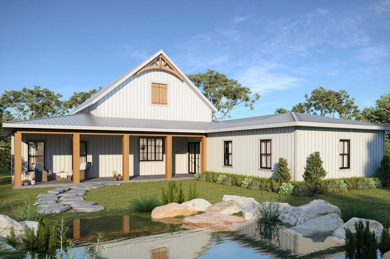 Architectural House Design - Exterior - Rear Elevation for Barndominium House Plan #44-261 - 3 bed, 2 bath