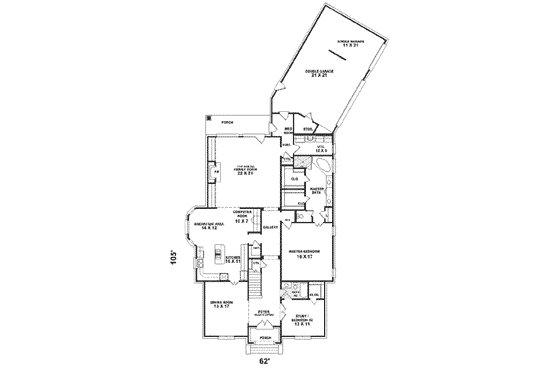 Floor Plan - Main Floor for European House Plan #81-388 - 3 bed, 3 bath
