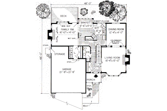 Floor Plan - Main Floor for Colonial House Plan #312-594 - 3 bed, 2.5 bath