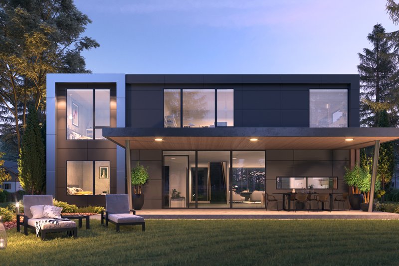 House Blueprint - Exterior - Rear Elevation for Contemporary House Plan #1066-102 - 5 bed, 4 bath