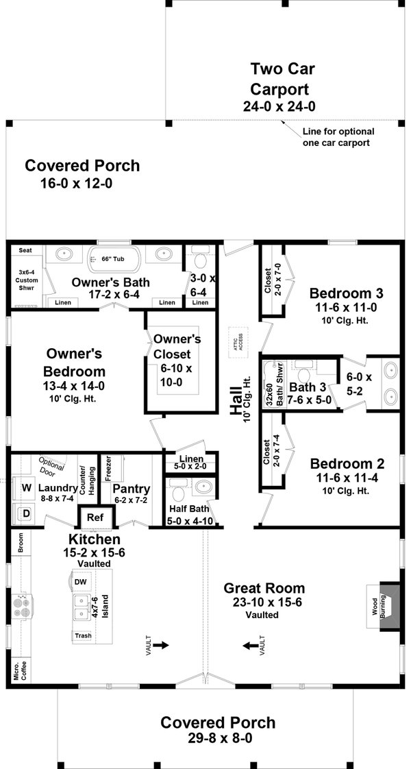 House Blueprint - Country Floor Plan - Main Floor Plan #21-519