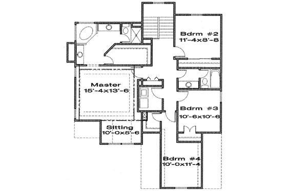 Floor Plan - Upper Floor for Traditional House Plan #6-128 - 4 bed, 2.5 bath