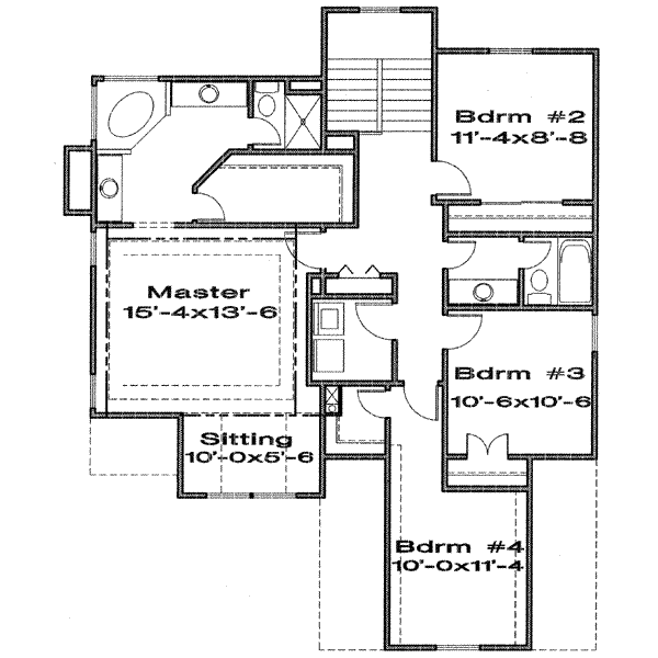 Traditional Floor Plan - Upper Floor Plan #6-128
