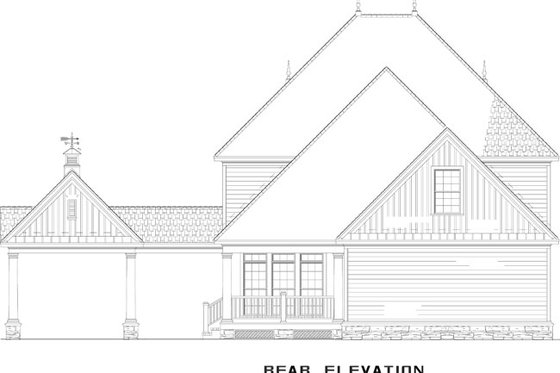 Exterior - Rear Elevation for Traditional House Plan #17-2101 - 4 bed, 3.5 bath