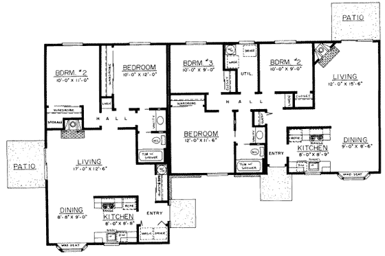 Floor Plan - Main Floor for Ranch House Plan #303-192 - 3 bed, 1 bath