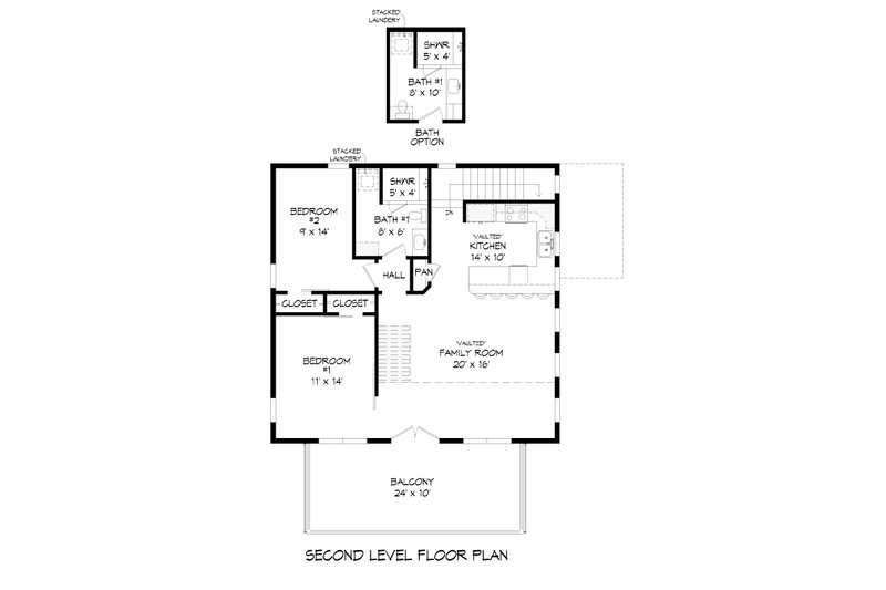 Home Plan - Floor Plan - Upper Floor for Modern House Plan #932-422 - 3 bed, 2 bath