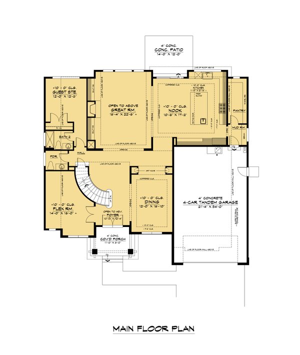 House Blueprint - Contemporary Floor Plan - Main Floor Plan #1066-198