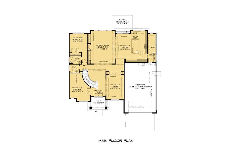 Home Plan - Floor Plan - Main Floor for Contemporary House Plan #1066-198 - 5 bed, 4.5 bath
