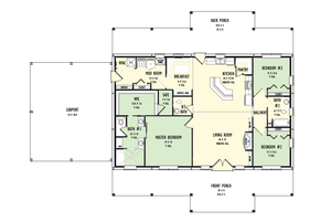 Floor Plan - Main Floor for Barndominium House Plan #1092-51 - 3 bed, 2.5 bath