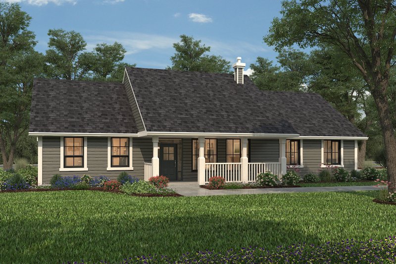 Home Plan - Exterior - Front Elevation 4 for Ranch House Plan #427-6 - 3 bed, 2 bath