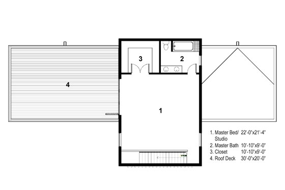 Floor Plan - Upper Floor for Modern House Plan #497-28 - 2 bed, 2 bath