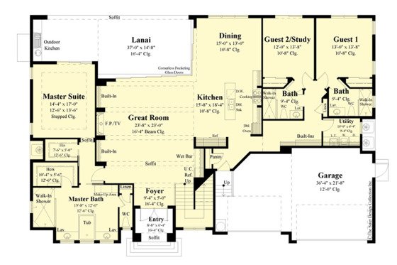 Floor Plan - Main Floor for Contemporary House Plan #930-504 - 4 bed, 4 bath