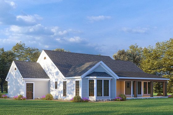Exterior - Rear Elevation for Ranch House Plan #923-282 - 3 bed, 2 bath