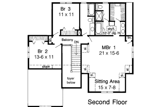 Floor Plan - Upper Floor for Traditional House Plan #312-296 - 4 bed, 2.5 bath
