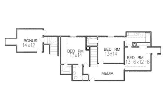 Floor Plan - Upper Floor for European House Plan #15-220 - 4 bed, 3.5 bath