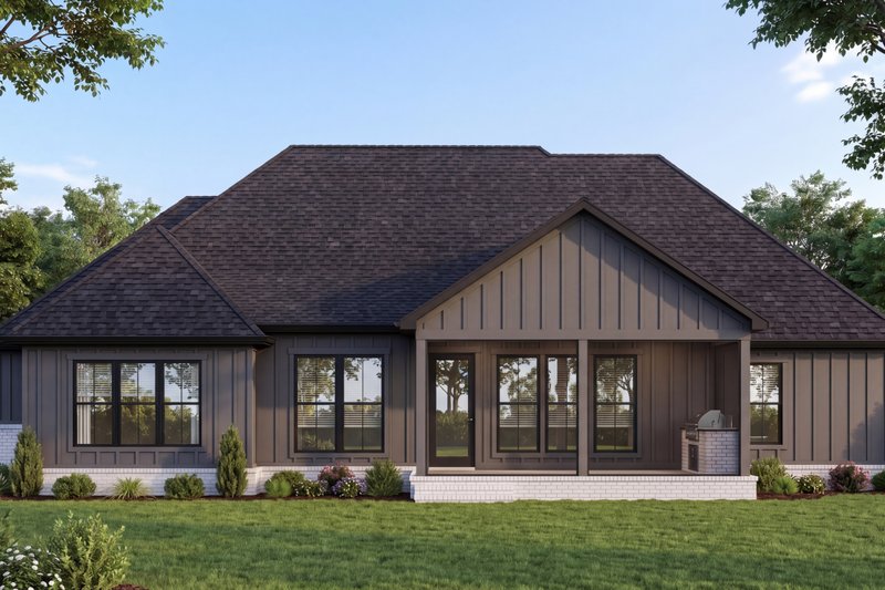 Dream House Plan - Exterior - Rear Elevation 1 for Farmhouse House Plan #1074-136 - 4 bed, 2.5 bath